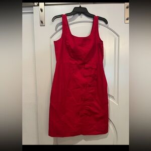 Moulinette Soeurs Vibrant Red bow accented Mini sheath Dress. Gorgeous color!